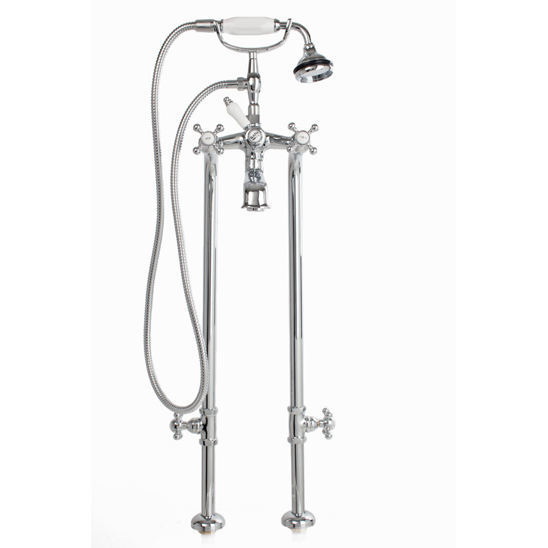 4 Handle Bathroom Clawfoot Tub Faucet with Diverter, Polished Nickel