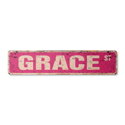 Grace Street Sign Aluminum 4" X 18"