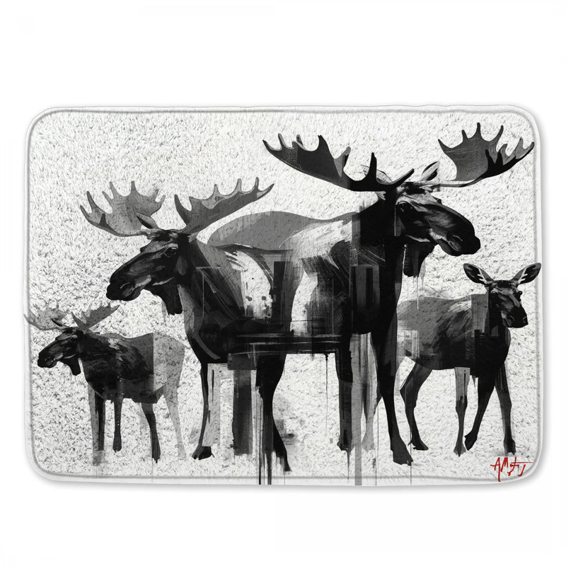Tapis de bain noir / blanc / orignal, L 34 po x L 21 po