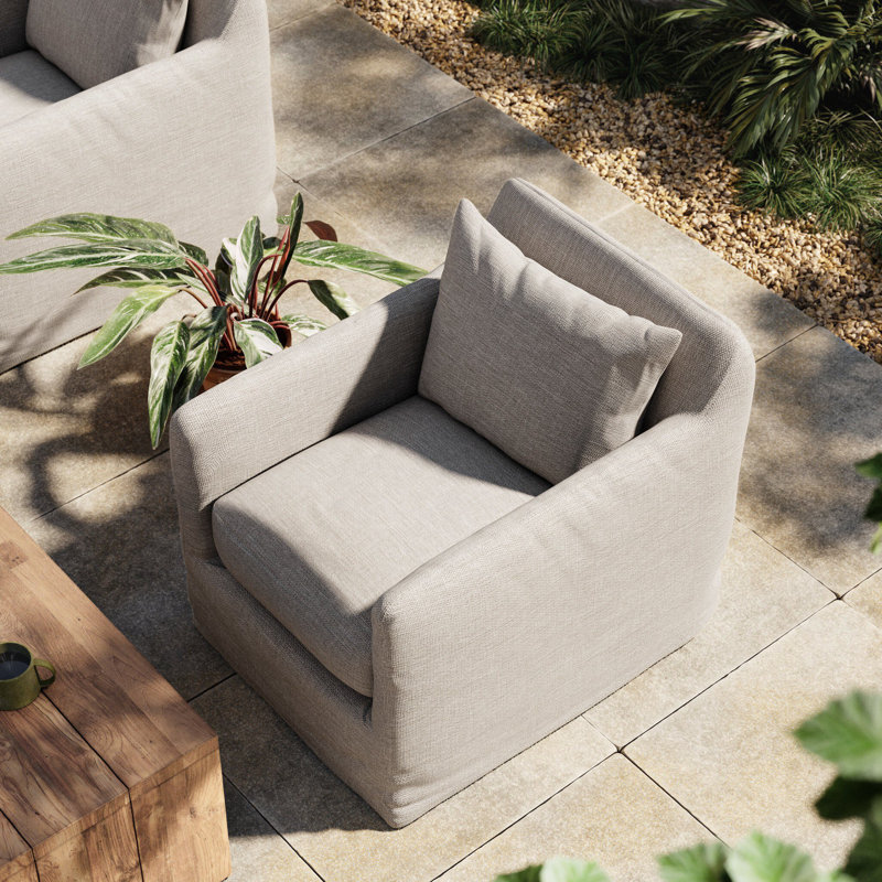 Fauteuil pivotant de 27 po de large Arinya, Gris pierre