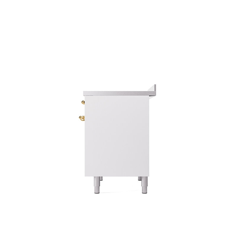 ILVE Nostalgie II Series 40 inch Induction Range with 6 Induction Elements (Solid Door), White/Brass