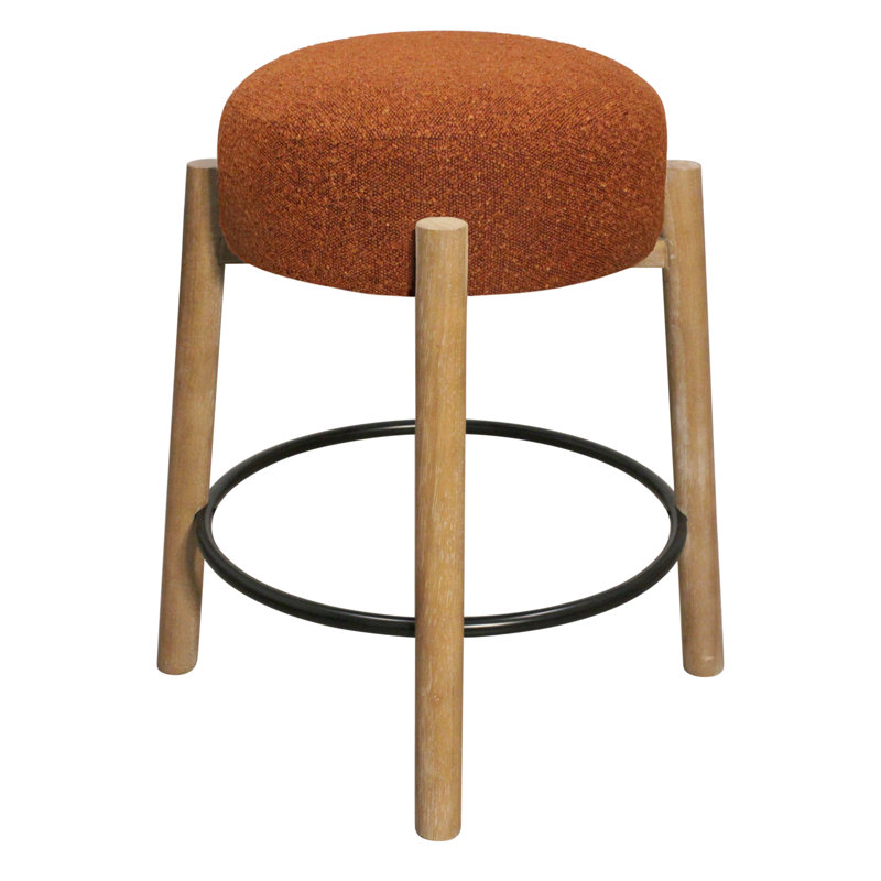 Tabouret Natalia en tissu bouclé, Orange, Tabouret de comptoir (hauteur de siège de 27 po)
