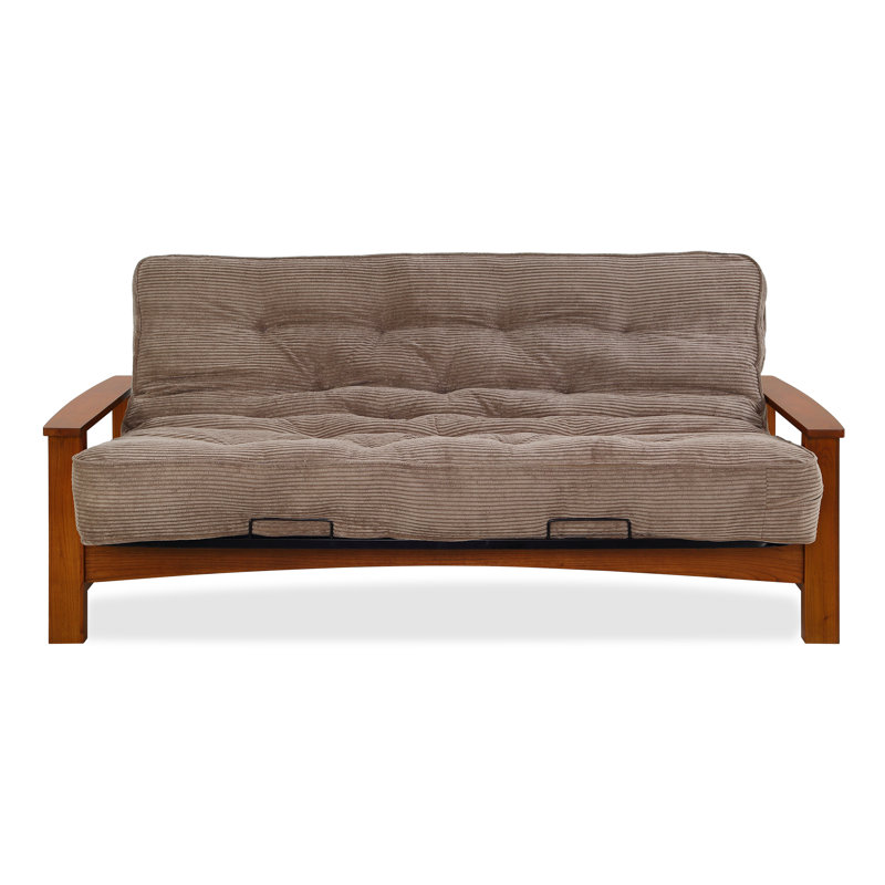 Futon et matelas Mccalla, Velours côtelé chocolat