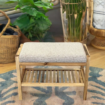 Banc rembourré en acacia