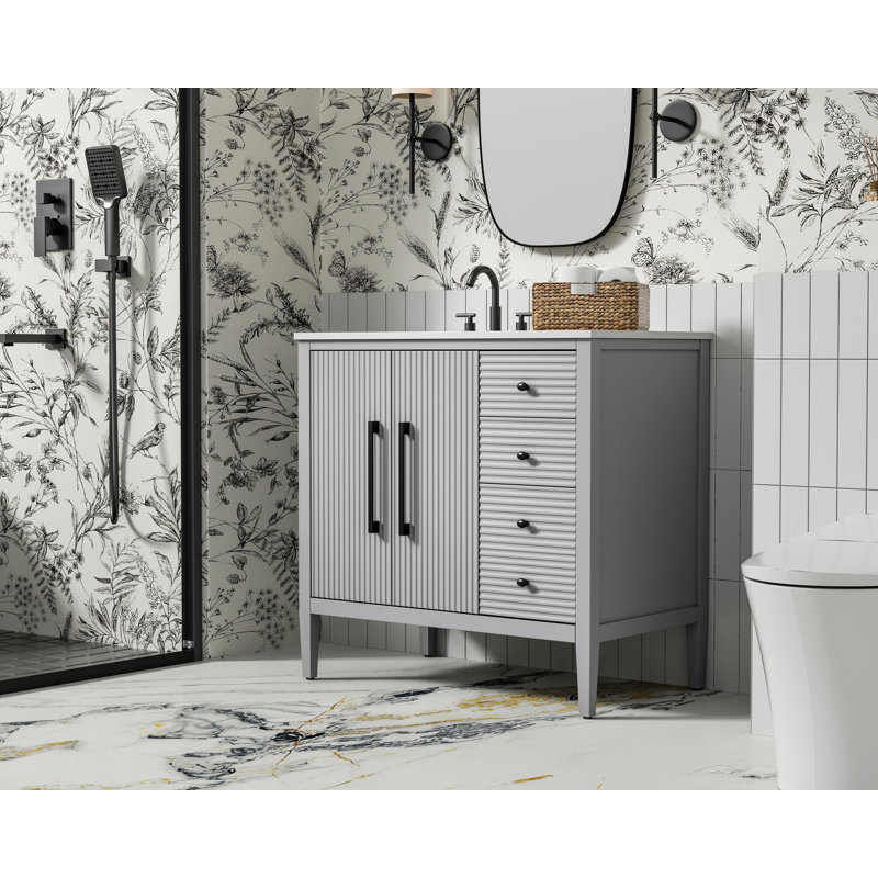 Meuble-lavabo simple 36 po, Gris
