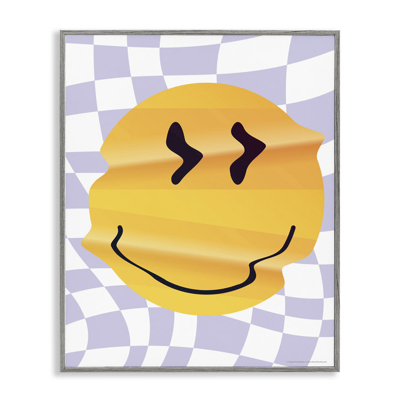 «Wavy Checkered Smile», estampe numérique par Reinders, Cadre gris, H 30 po x l 24 po