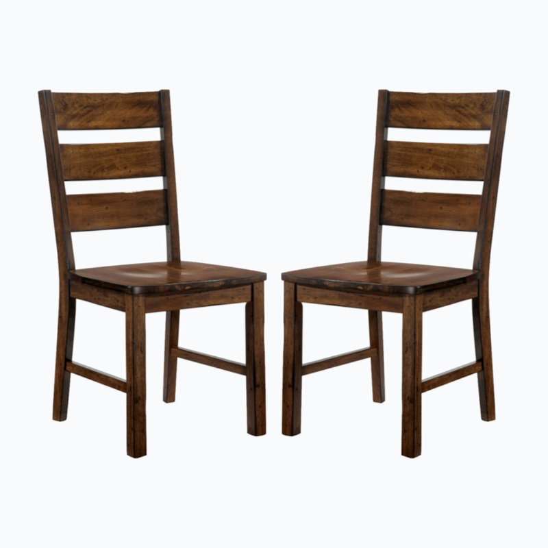 Ensemble de 2 chaises d'appoint en bois au fini noyer