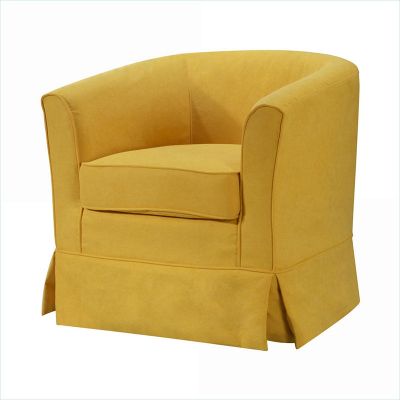 Fauteuil demi-tonneau pivotant de tissu tissé jaune 28 po Tuscolo