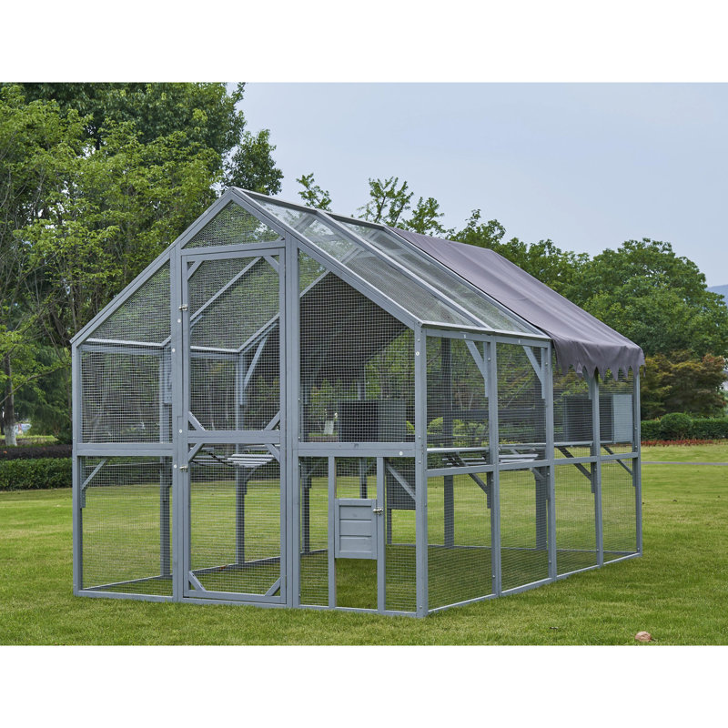 Enclos d'extérieur pour chat pour chat 110 "avec plateformes, plateforme imperméable - gris