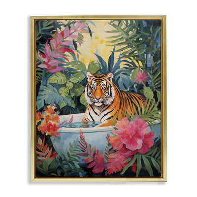 Tigre dans un cadre flottant de bain luxueux, design par Heidi Kuntz