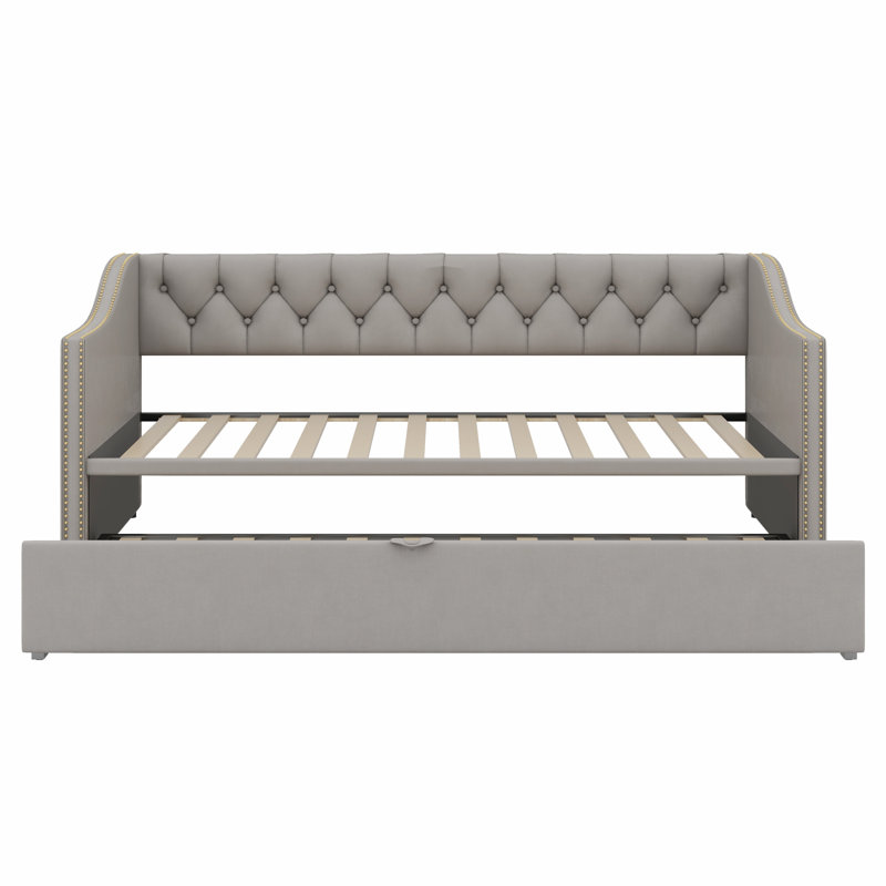 Lit de jour rembourré avec couchette, Gris
