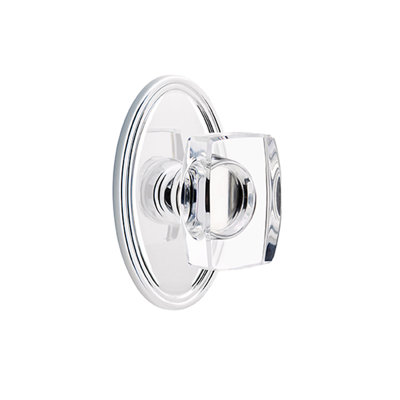 Ensemble de boutons de passage Emtek avec bouton ovale Roestte et verre Windsor