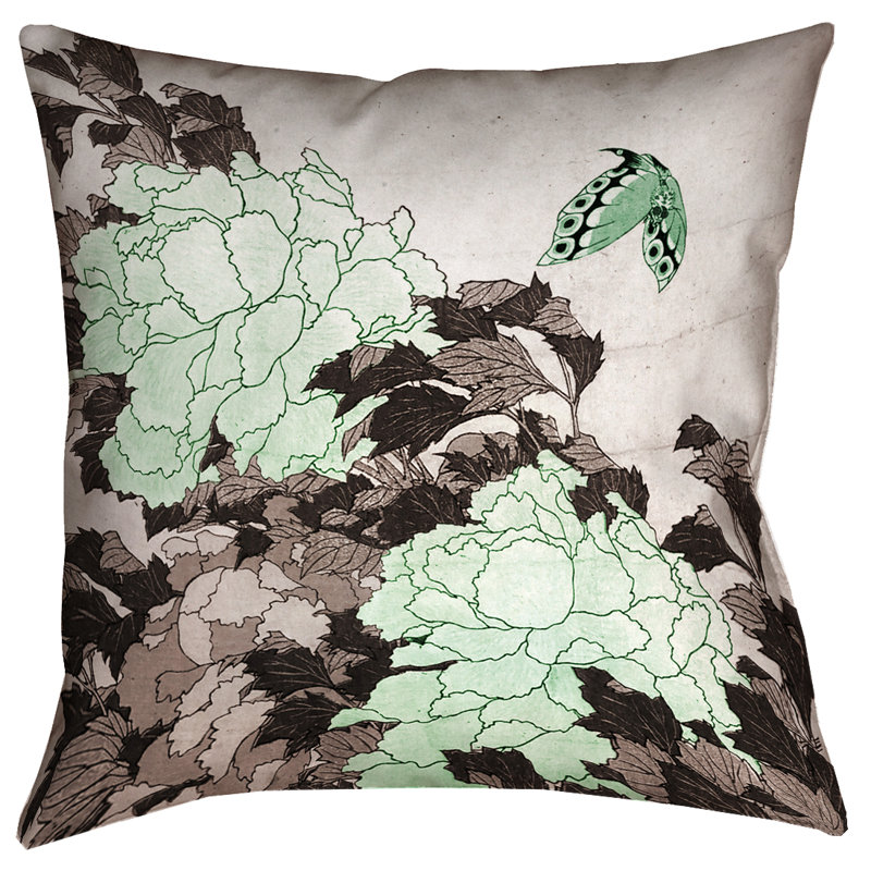 Coussin Katsushika Hokusai, 14 po x 14 po, Vert
