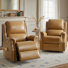 Ensemble de 2 fauteuils inclinables et oscillants électriques en cuir véritable Andreas