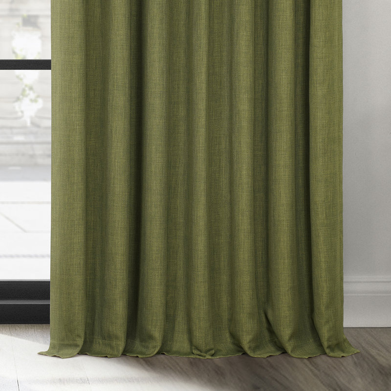 Ottis Faux Linen Room Darkening Curtain Panel, Birch, 50" W x 96" L