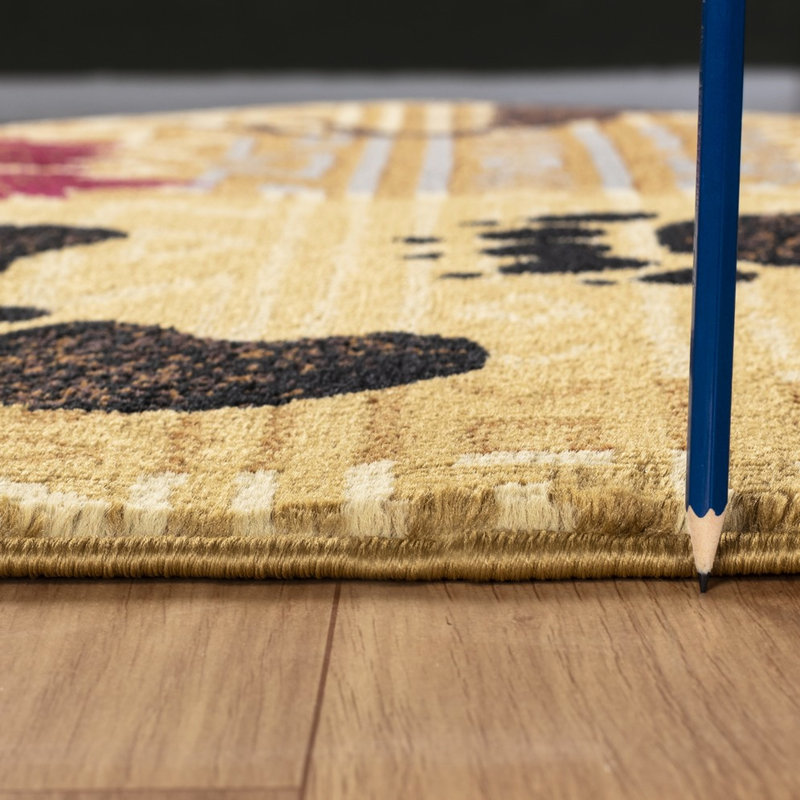 Beige Polypropylene Area Rug, 2Ft.7In.X7ft.3In., Easy To Clean Delicate, Runner 2'7" x 7'5"