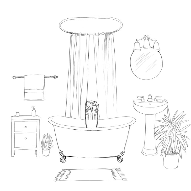«Bath of Luxery», impression sur toile tendue, H 12 po x l 12 po