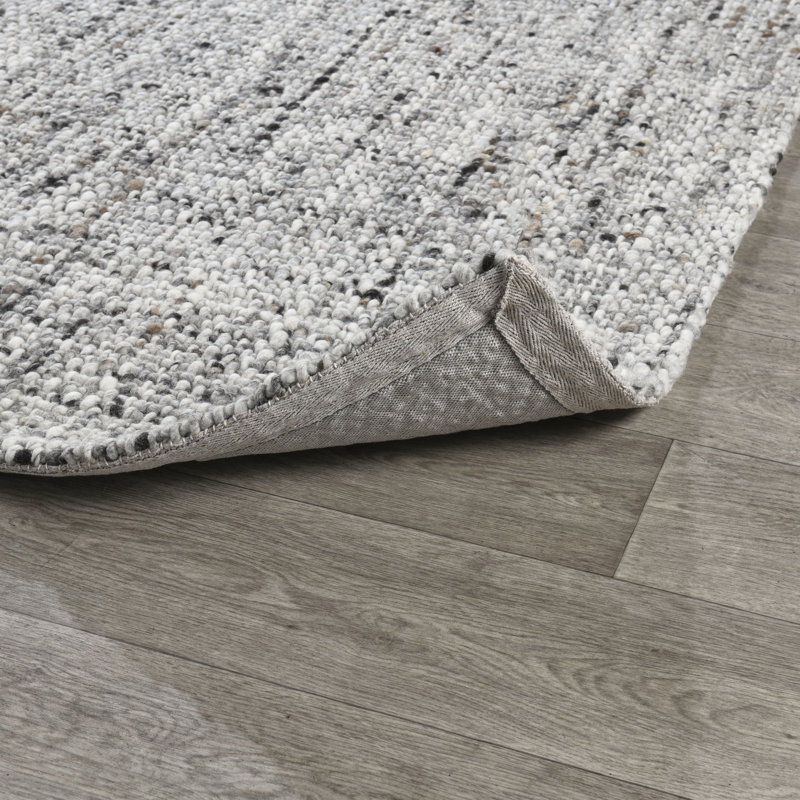 Wool Abstract Area Rug in Gray, Rectangle 2' x 3'