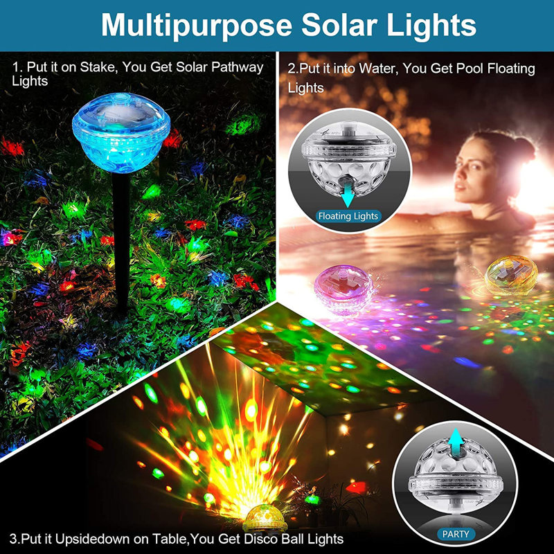 Éclairage de sentier solaire extérieur, lumière de jardin 3-en-1 solaire améliorée, lumières solaires extérieures multicolores imperméables pour l'extérieur de la décoration de sentier de la Saint-Valentin