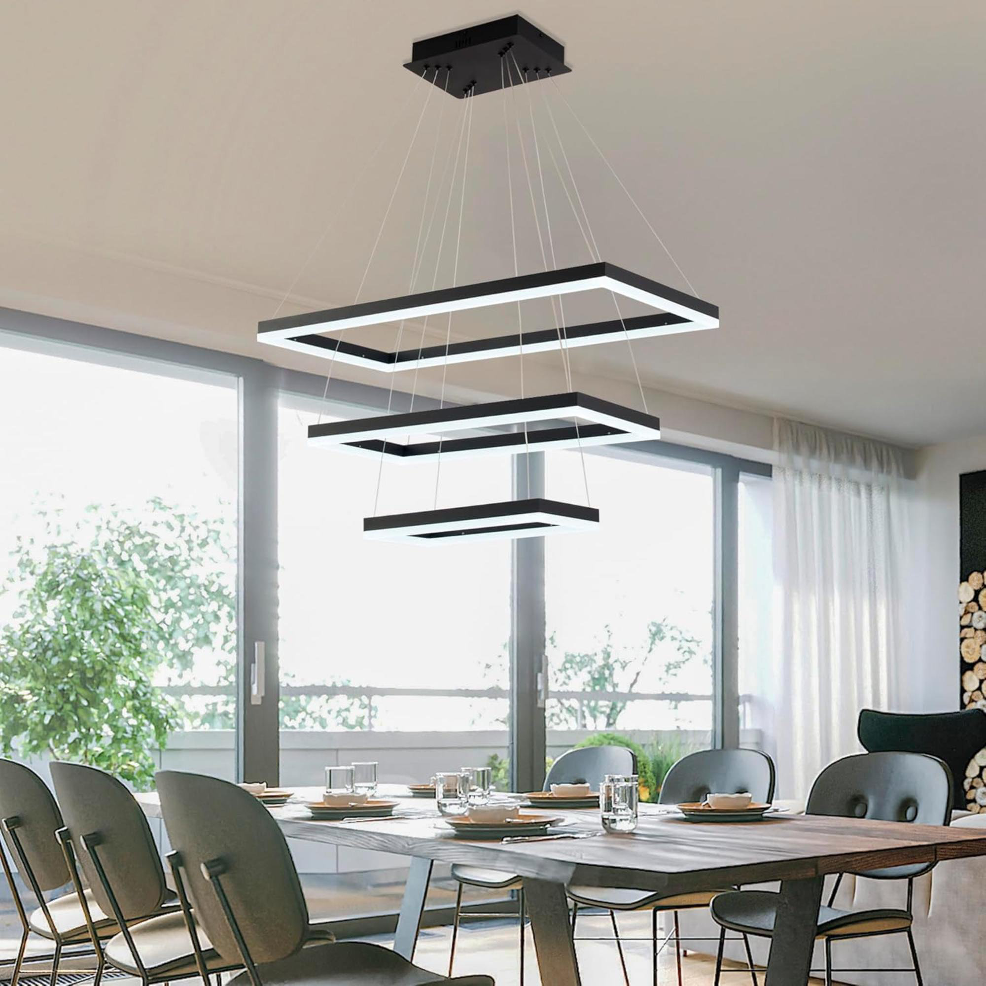 View of Ivy Bronx Led Chandelier Modern Chandeliers For Dining Room Large Rings ...