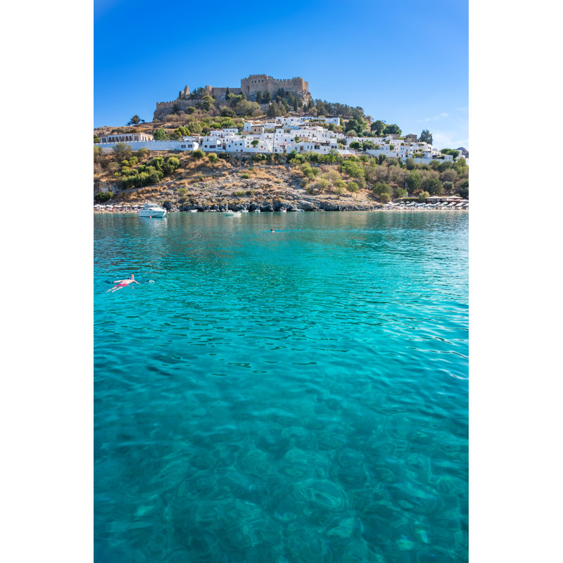 Bay Of Lindos by Lubos Kovalik - Wrapped Canvas Print, 30cm H x 20cm W