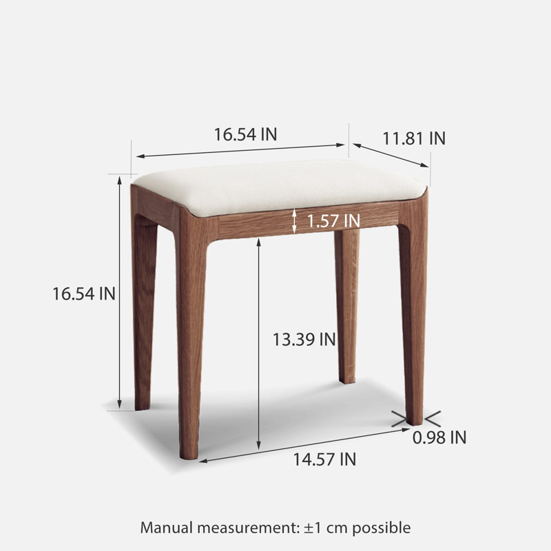 Tabouret de meuble-lavabo de chambre à coucher en bois massif chêne rouge, Noyer
