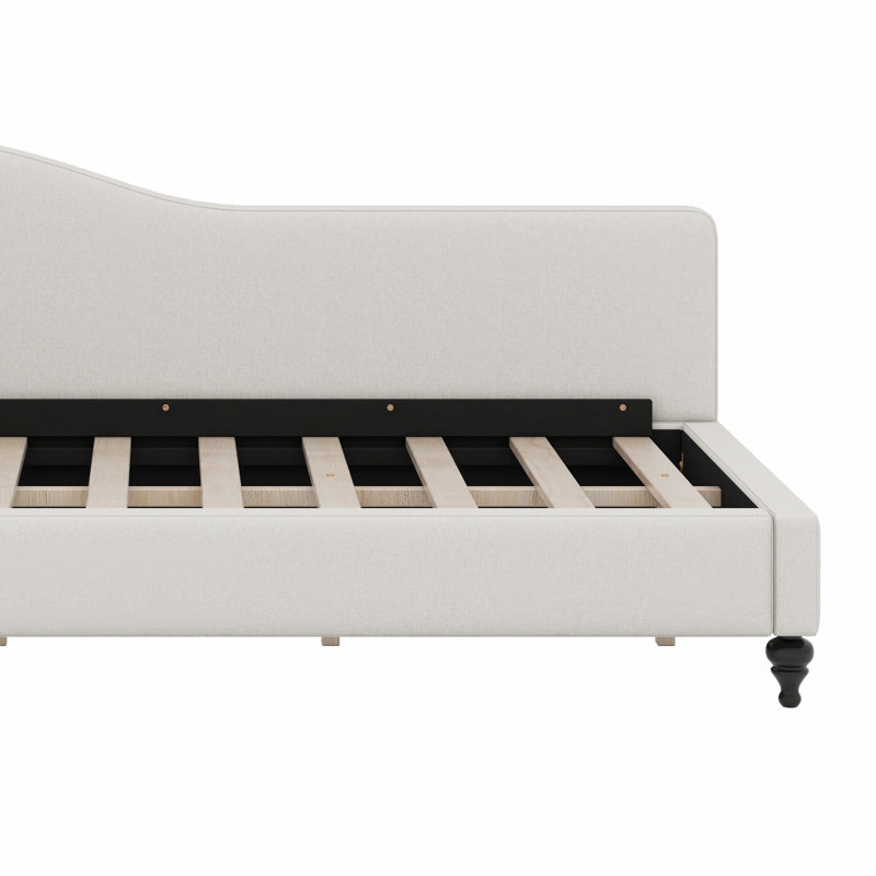 L-Shaped Daybed, With Solid Wood Legs, Beige