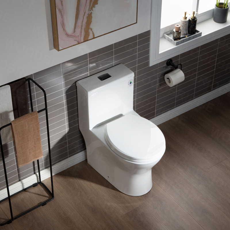 Toilette compacte ronde monobloc à double chasse de 1,28 gallon par chasses avec siège à fermeture en douceur, chasse test de chasse MaP 1000G