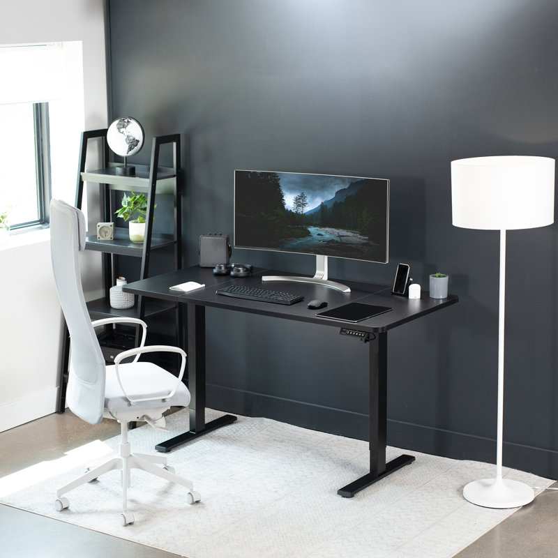 VIVO Single Motor Electric Desk with Push Button Memory Controller, Black/Black, 48.5" H x 60" W x 30" D