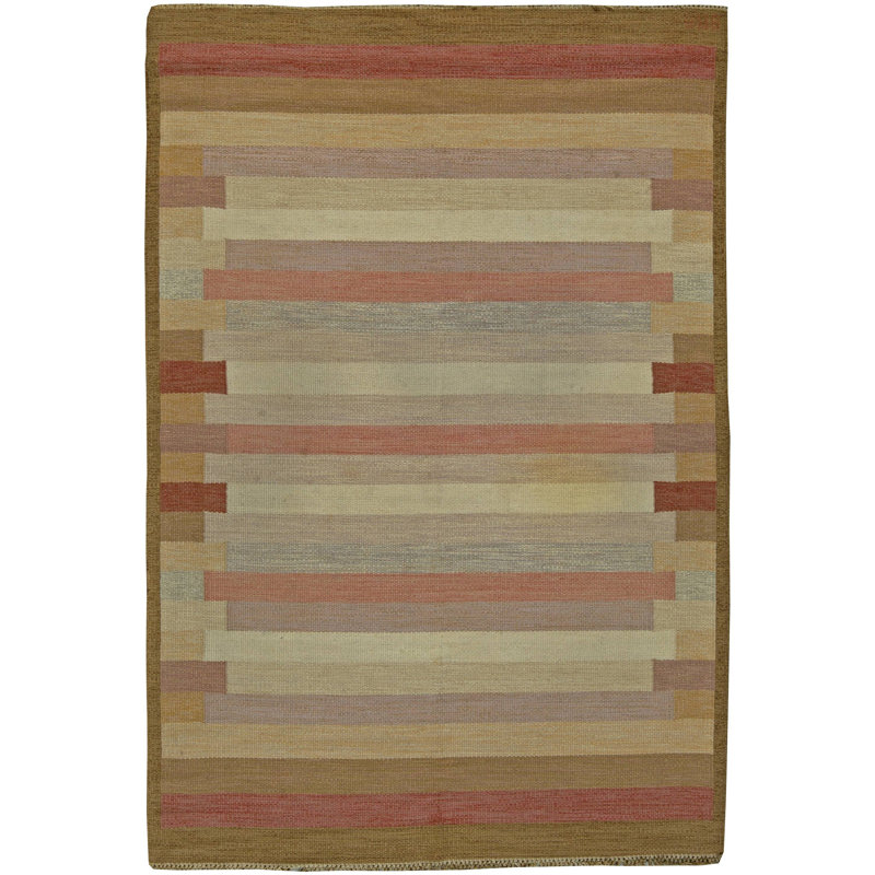 Vintage One-of-a-Kind Rectangle 5'5" X 8' 1940s Wool Area Rug in