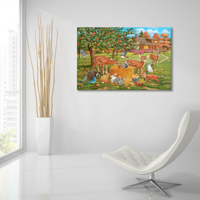 Scène de chalet d'automne avec pommiers et animaux de la forêt 'par William Vanderdasson