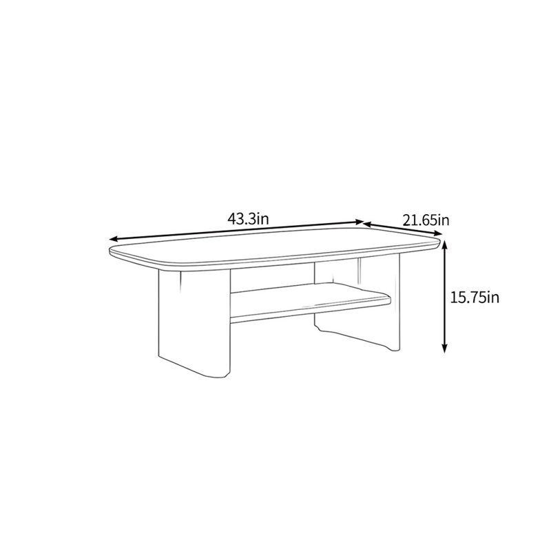 Table basse robuste et pratique, Noir, Marron foncé, H 15,75 po x L 43,3 po x l 21,65 po