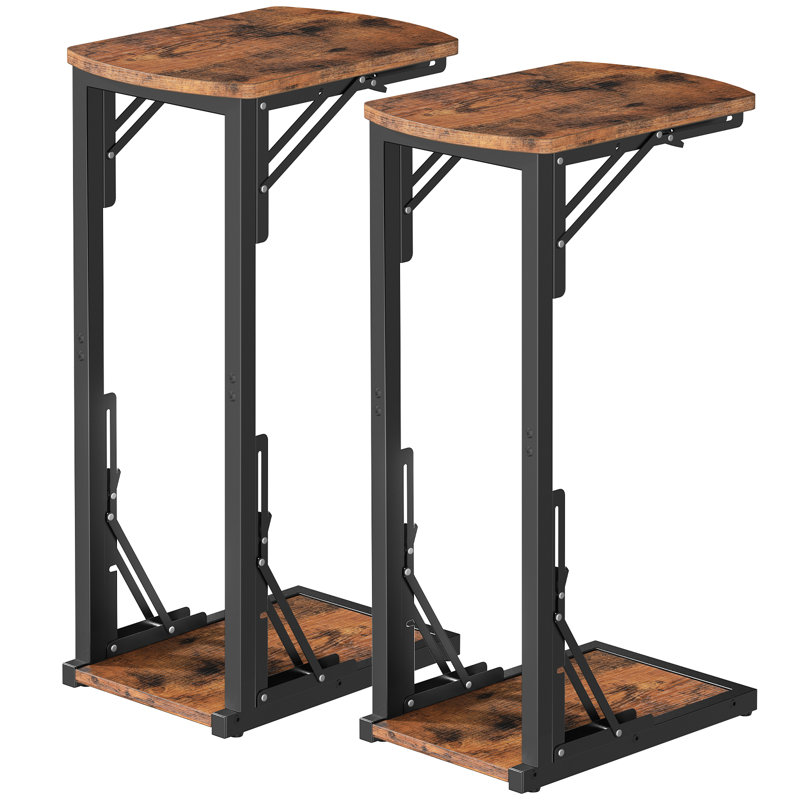 Ensemble de 2 tables de bout 28,5 po en forme de C, 2 plateaux de télévision et 2 tables de chevet, 2