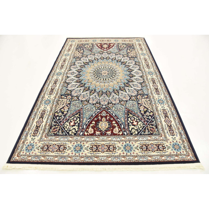 Tapis bleu Jackson Jackson, Ivory/Navy, Rectangle 3 pi 1 po x 5 pi 3 po