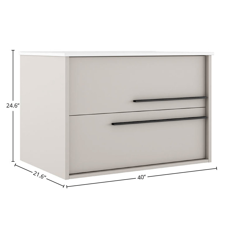 Meuble-lavabo de salle de bain Collection AQUA par DAX, Beige/Argenté, L 40 po