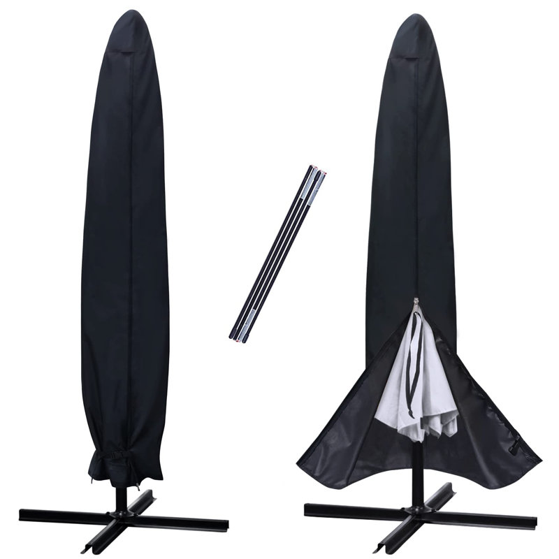 Patio Umbrella Cover Outdoor Waterproof Market Umbrella Parasol Cover Fits 10Ft To 12Ft, Black