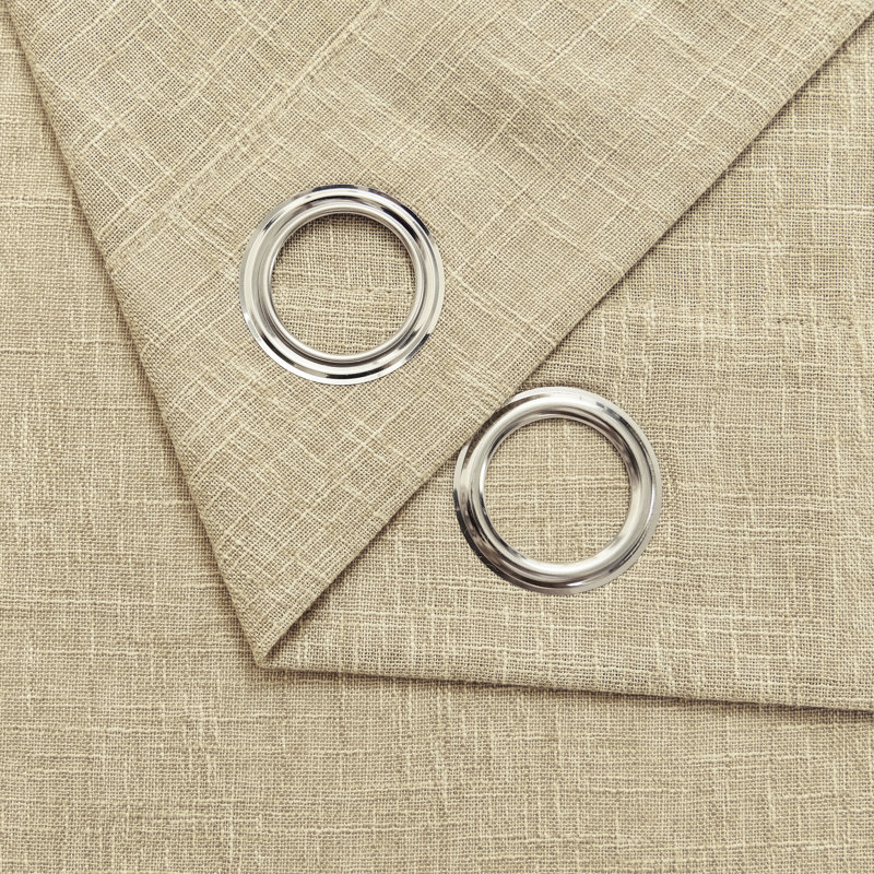 Draycott Polyester Linen Textured Light Filtering Semi-Sheer Grommet Curtain Pair, 52" W x 84" L, Oatmeal Polyester