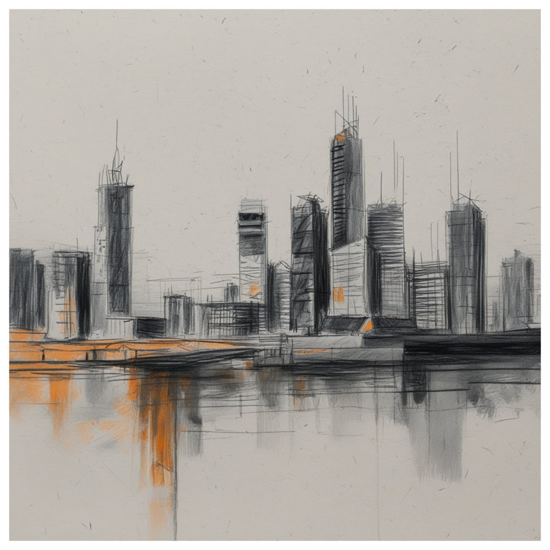 Tapisserie murale Urban S croquis urbain - Décoration murale paysage urbain, 104 po H x 88 po avec 4 œillets