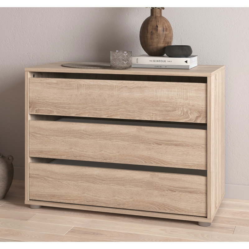 Selestina 80cm W 3 - Drawer Chest of Drawers, Brushed Oak
