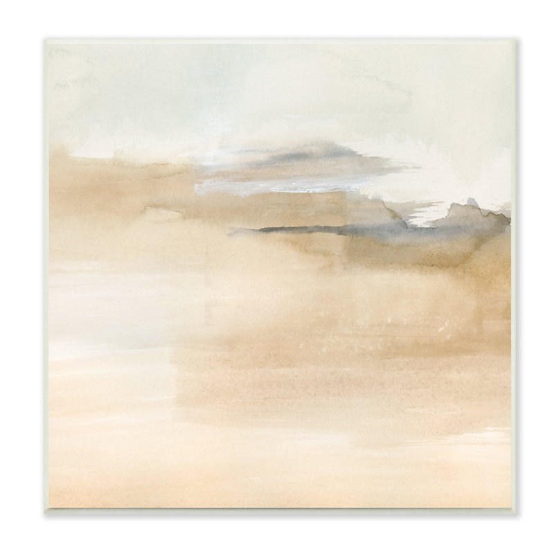 "Cannelle", paysage abstrait, tons neutres doux, art mural par Victoria Barnes, H 12 po x l 12 po x P 0,5 po, Plaque murale