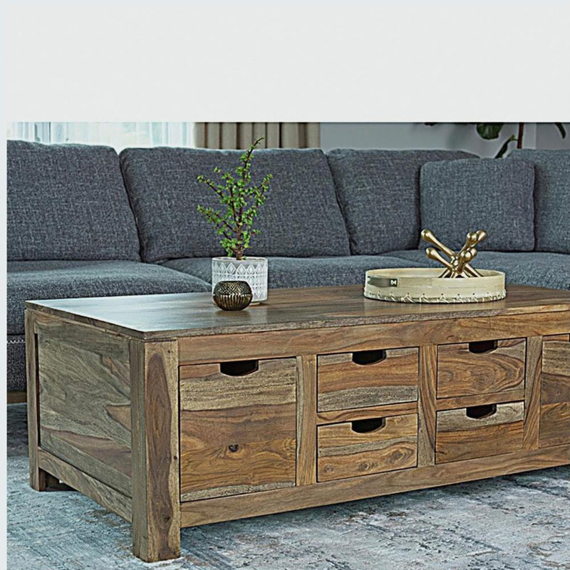 Table basse à 6 tiroirs Natural Sheesham