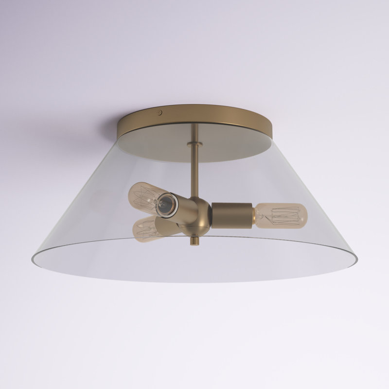 Garnette Flush Mount, Vintage Brass, Clear