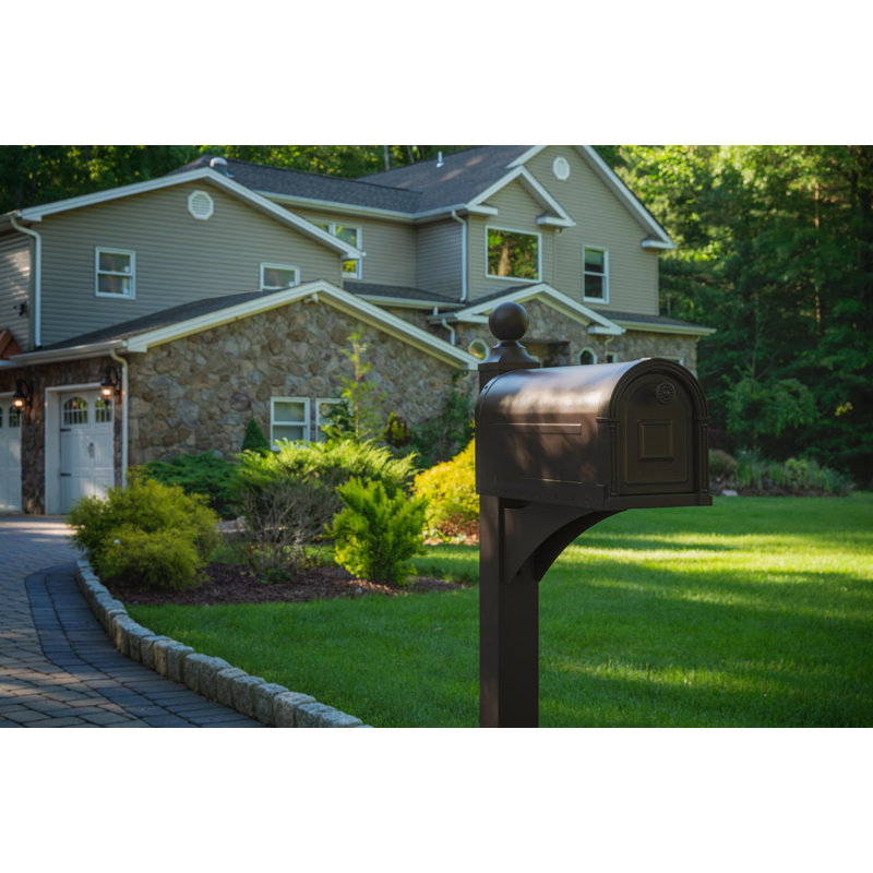 Garrison Large Venetian Bronze Steel Post Mount Mailbox