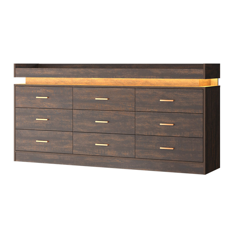 Commode 9 tiroirs Helaina, Brun