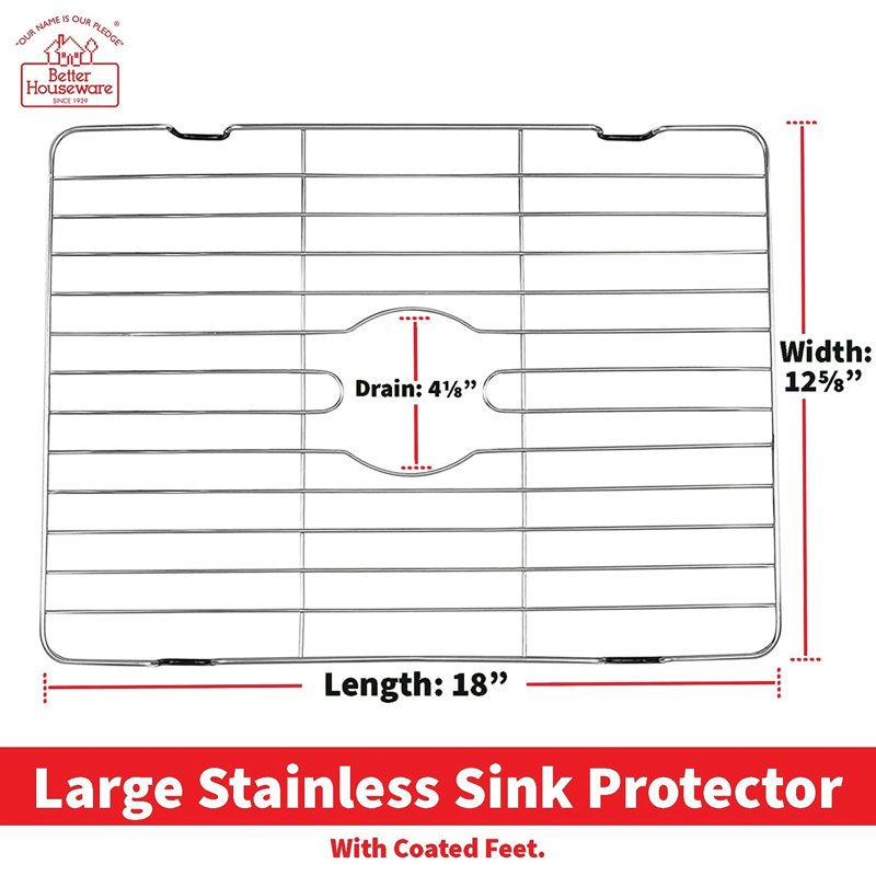 Stainless Steel Sink Protector, 1" H x 12.63" W x 18.13" D