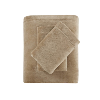 4 draps très grand taupe - 100% doux et confortable avec des draps-housses plats 2 taies d'oreiller brossées des deux côtés Entièrement élastiquées Lavable à la machine Ultra
