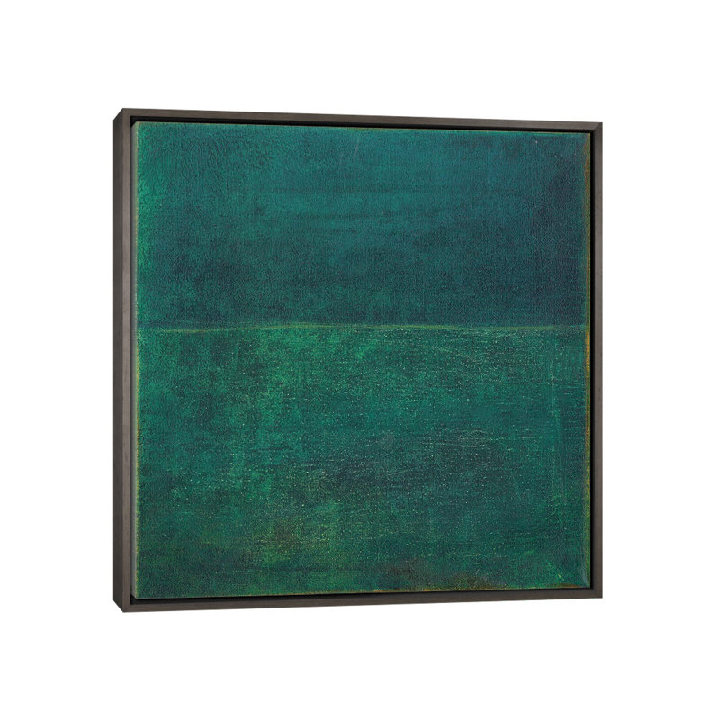 «Green Zen I», reproduction d'art sur toile encadrée, H 26 po x l 26 po, Toile à cadre flottant sans passe-partout, Gris