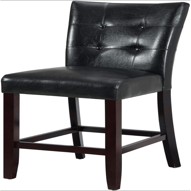 Ensemble de 2 chaises hautes capitonnées modernes en similicuir noir