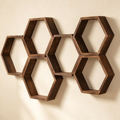 Ensemble de 6 tablettes flottantes hexagonales Farmhouse Honeycomb
