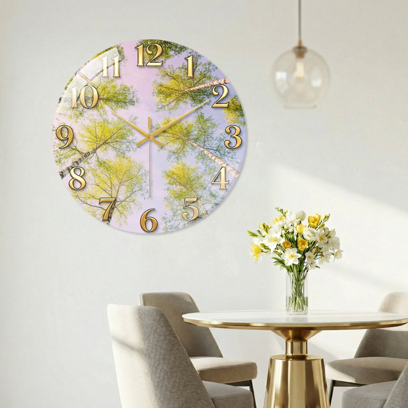Horloge murale arbre en verre, 40 x 40 cm (15,7 x 15,7 pouces)